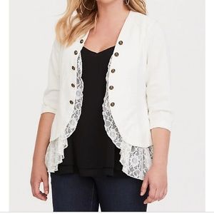 Torrid Ivory Twill Lace Peplum Jacket Size 14